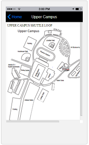 This is an example screen of the upper campus shuttle loop with shuttle tracker